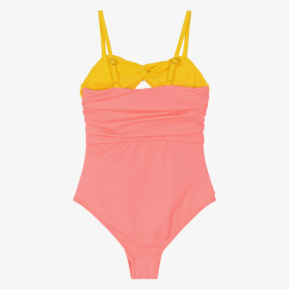 Marlo Kids-Girls Pink & Yellow Twisty Swimsuit | Childrensalon Outlet