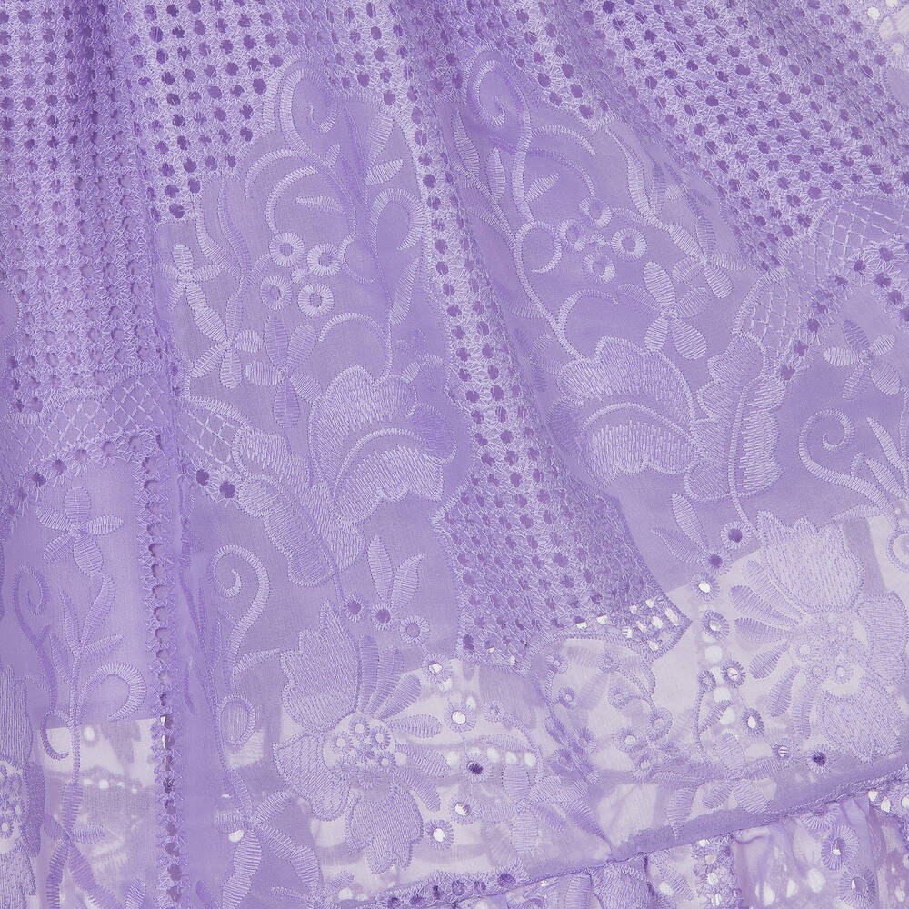 Marlo Kids-Girls Purple Embroidered Cutwork Dress | Childrensalon Outlet
