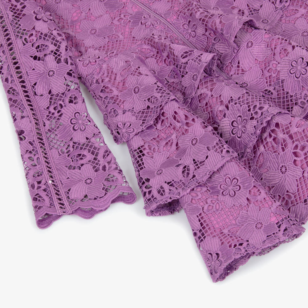 Marlo Kids-Girls Purple Guipure Lace Dress | Childrensalon Outlet
