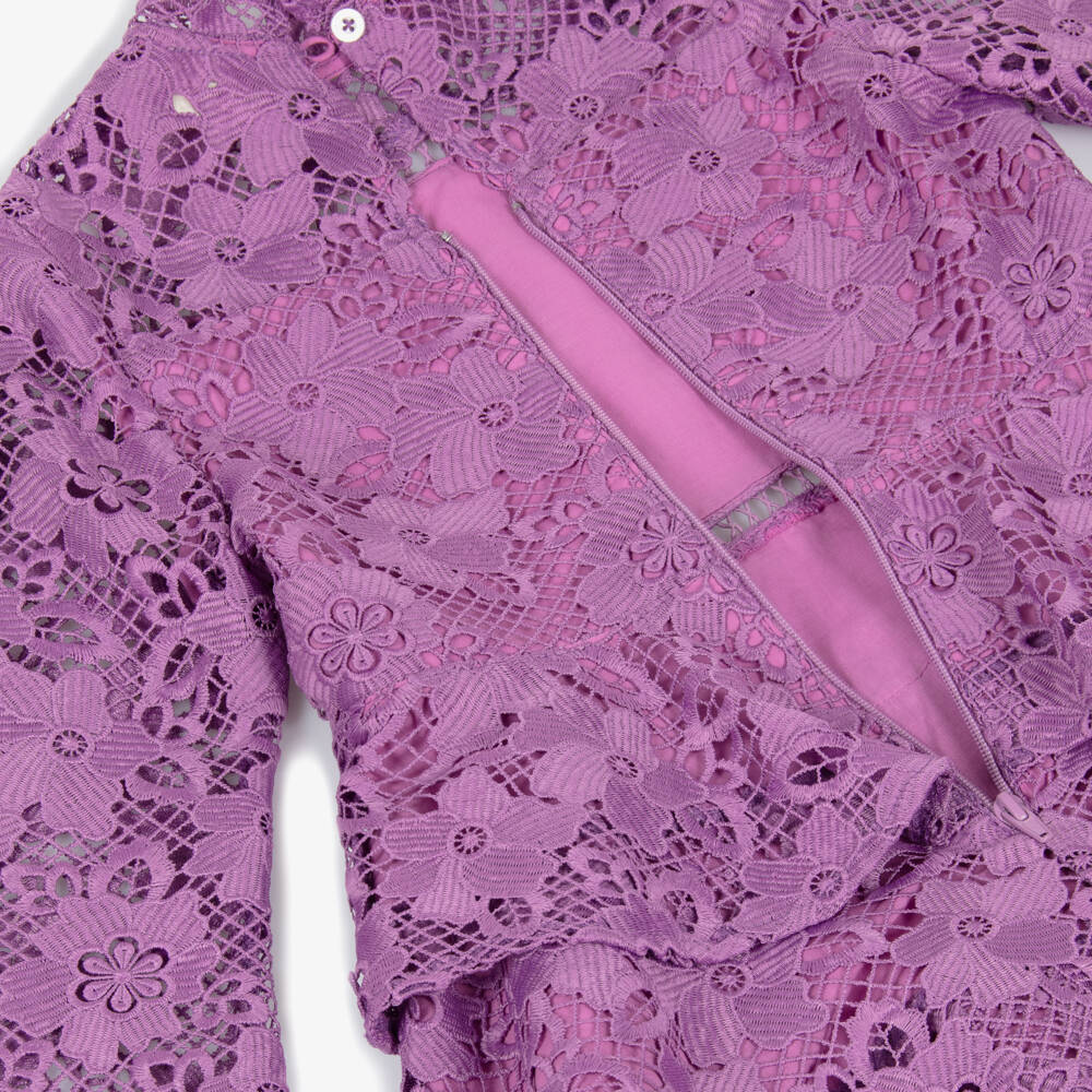Marlo Kids-Girls Purple Guipure Lace Dress | Childrensalon Outlet