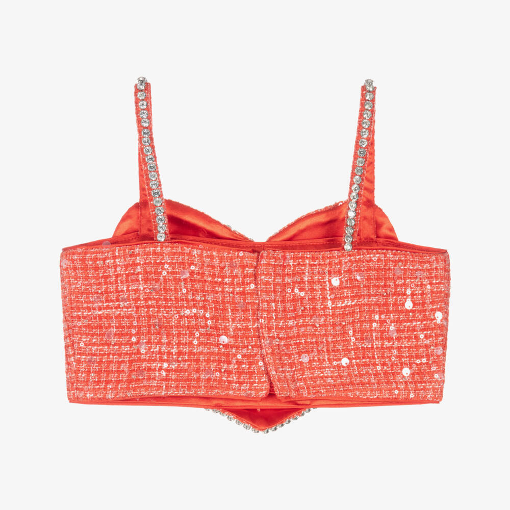 Marlo Kids-Girls Red Heart Shaped Tweed Top | Childrensalon Outlet