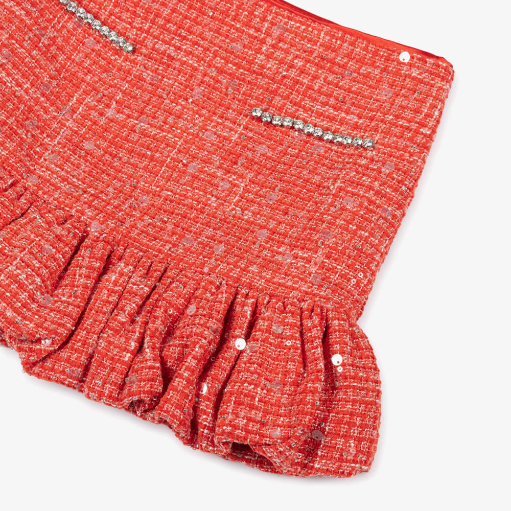 Marlo Kids-Girls Red Sequinned Tweed Bubble Hem Skirt | Childrensalon Outlet