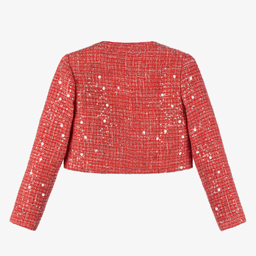 Marlo Kids-Girls Scarlet Sequined Tweed Blazer | Childrensalon Outlet