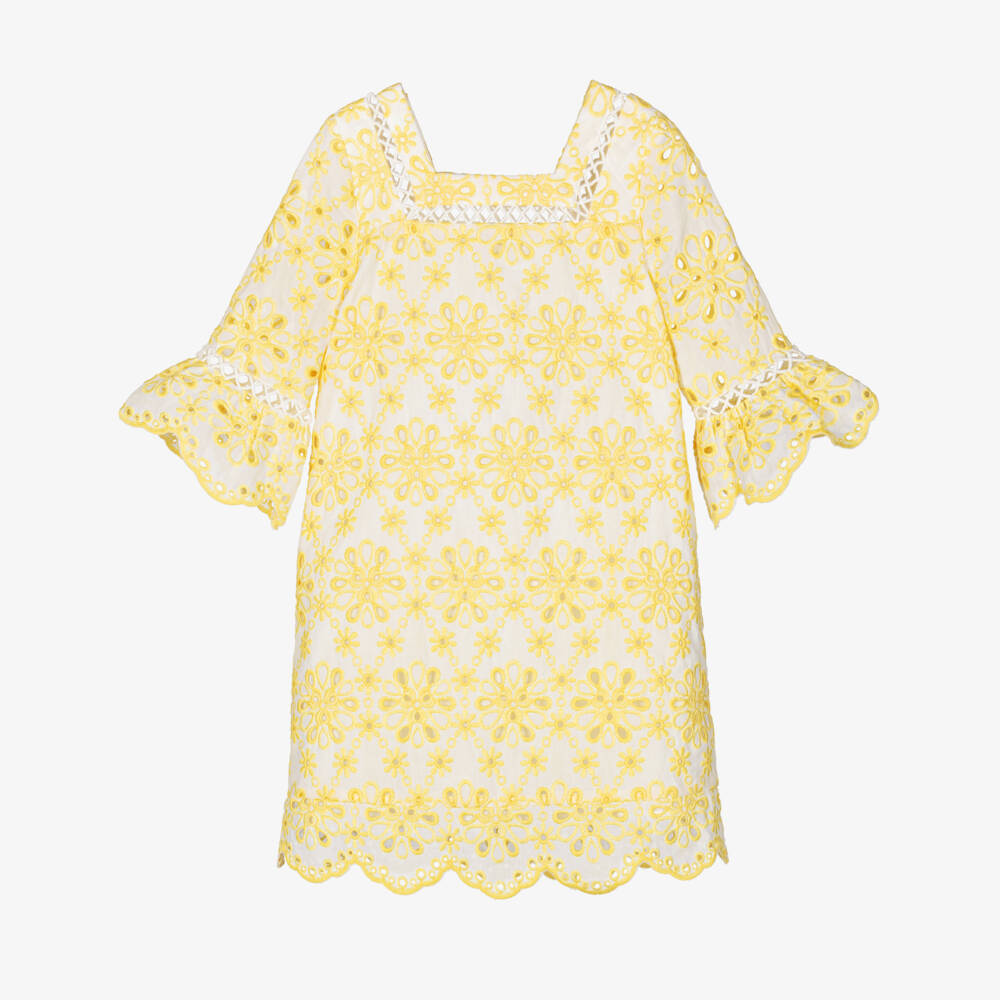 Marlo Kids-Girls Sunshine Lace Cotton Frock | Childrensalon Outlet