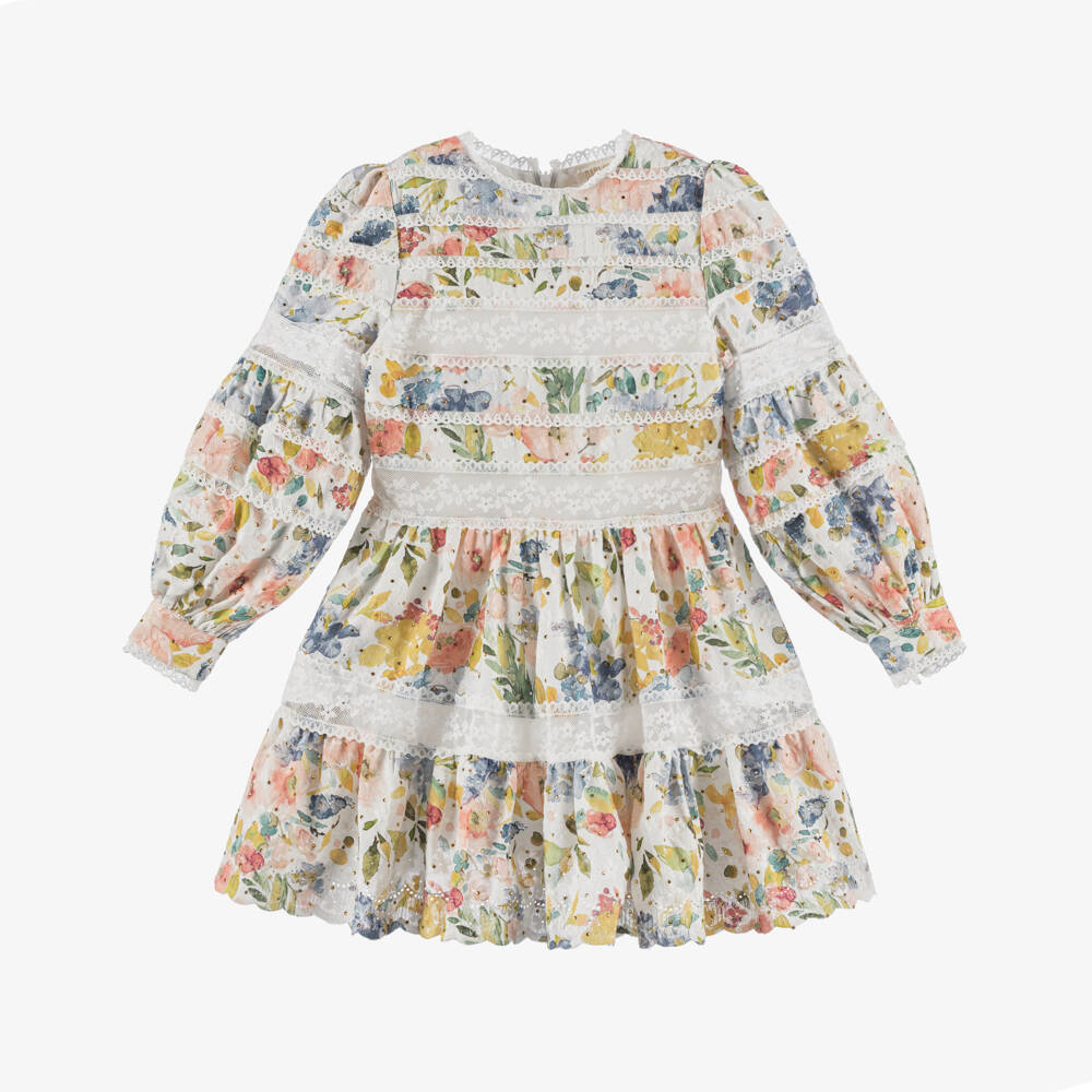 Marlo Kids-Платье из хлопка с кружевом и цветочным узором для девочек | Childrensalon Outlet