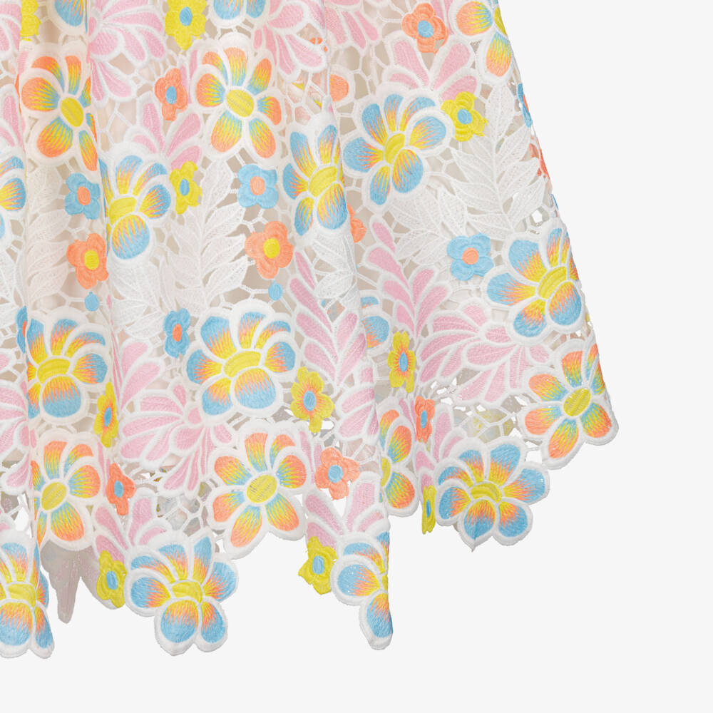 Marlo Kids-Girls White Floral Embroidered Lace Maxi Dress | Childrensalon Outlet