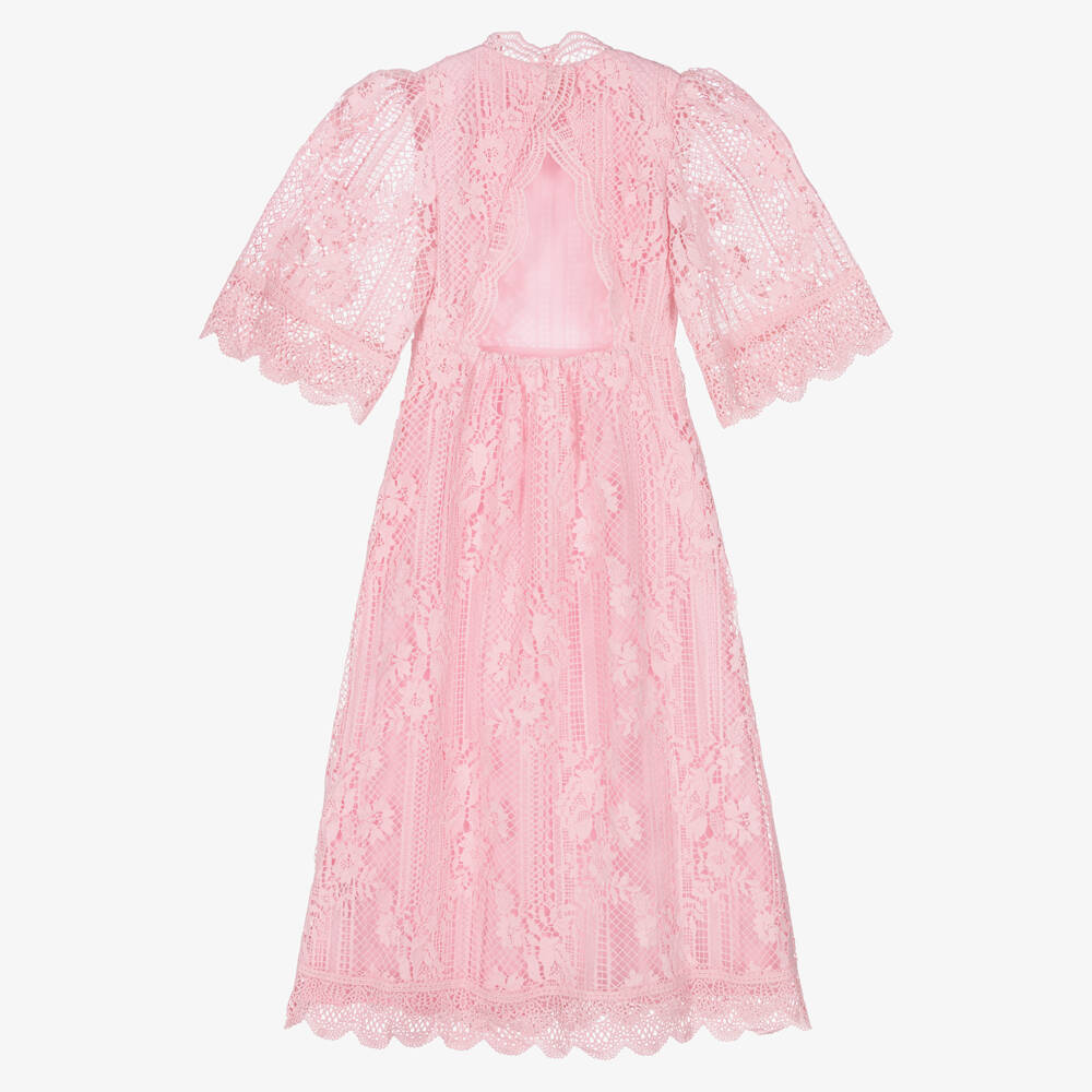 Marlo Kids-Pink Lace Embroidered Maxi Dress | Childrensalon Outlet
