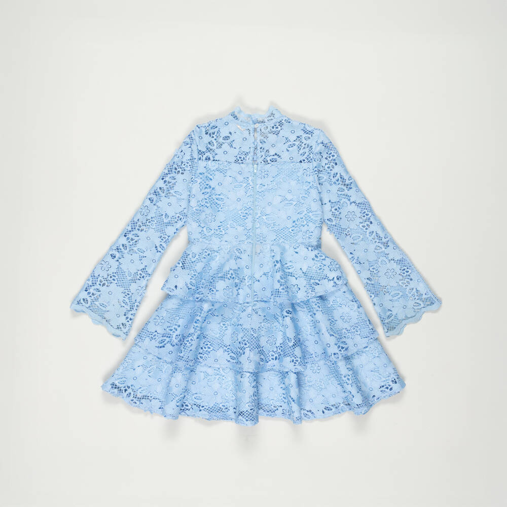Marlo Kids-Preloved Girls Blue Guipure Lace Floral Dress (9-10 years) | Childrensalon Outlet