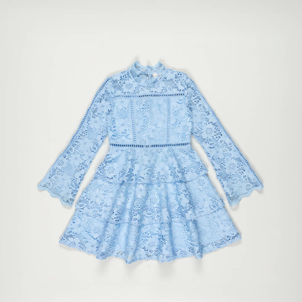 Marlo Kids-Preloved Girls Blue Guipure Lace Floral Dress (9-10 years) | Childrensalon Outlet