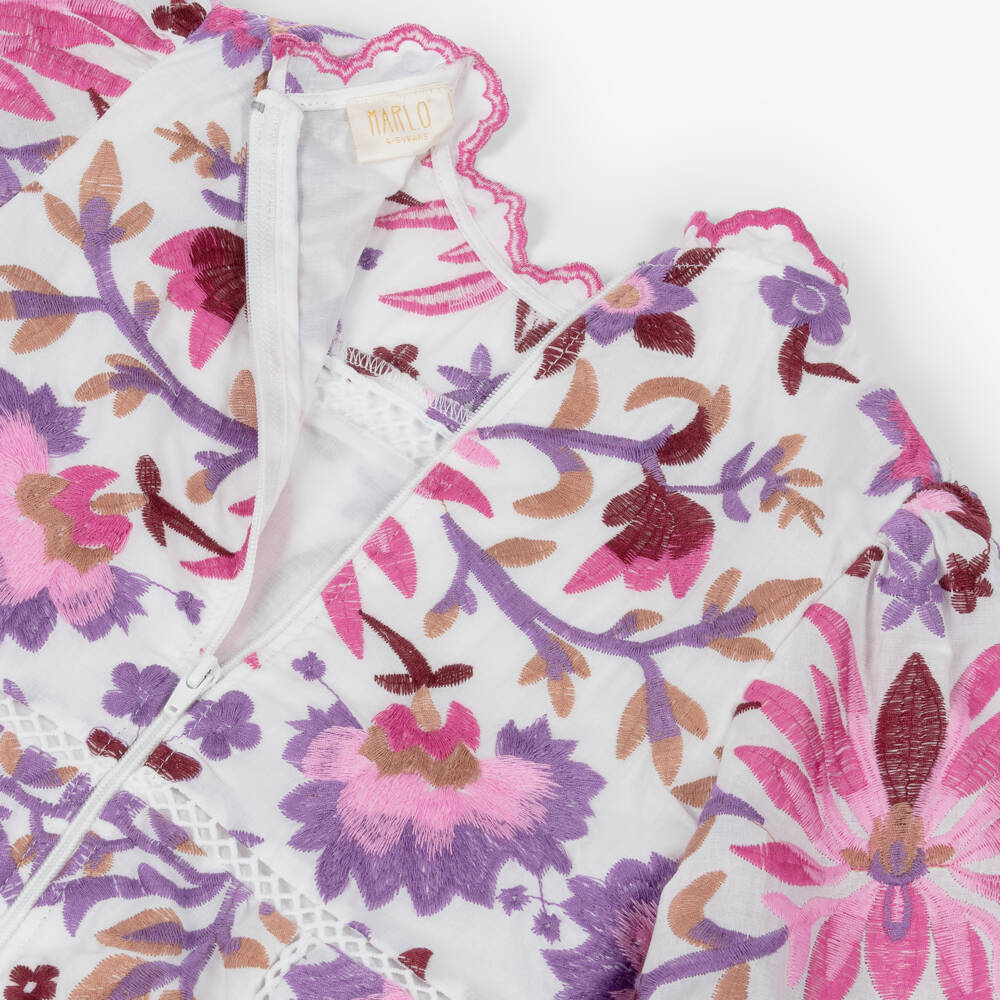 Marlo Kids-Girls Pink & Purple Embroidered Floral Dress | Childrensalon Outlet