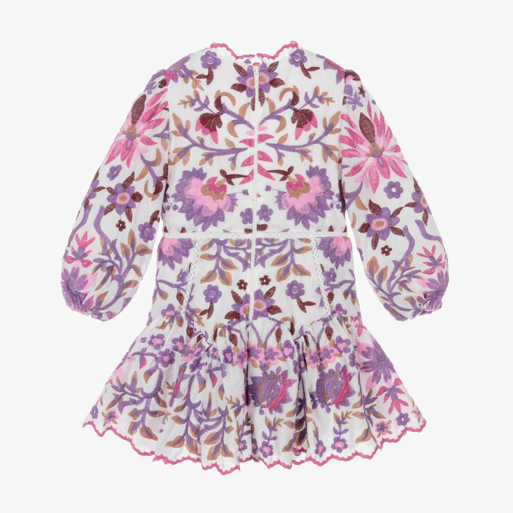 Marlo Kids-Girls Pink & Purple Embroidered Floral Dress | Childrensalon Outlet