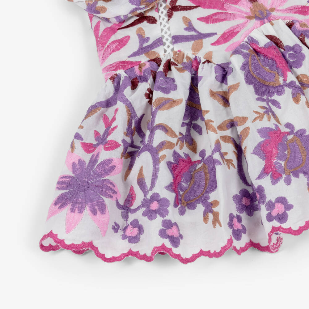 Marlo Kids-Girls Pink & Purple Embroidered Floral Dress | Childrensalon Outlet