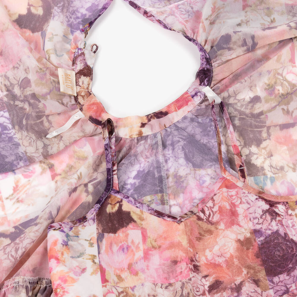 Marlo Kids-Purple Floral Cape Dress | Childrensalon Outlet