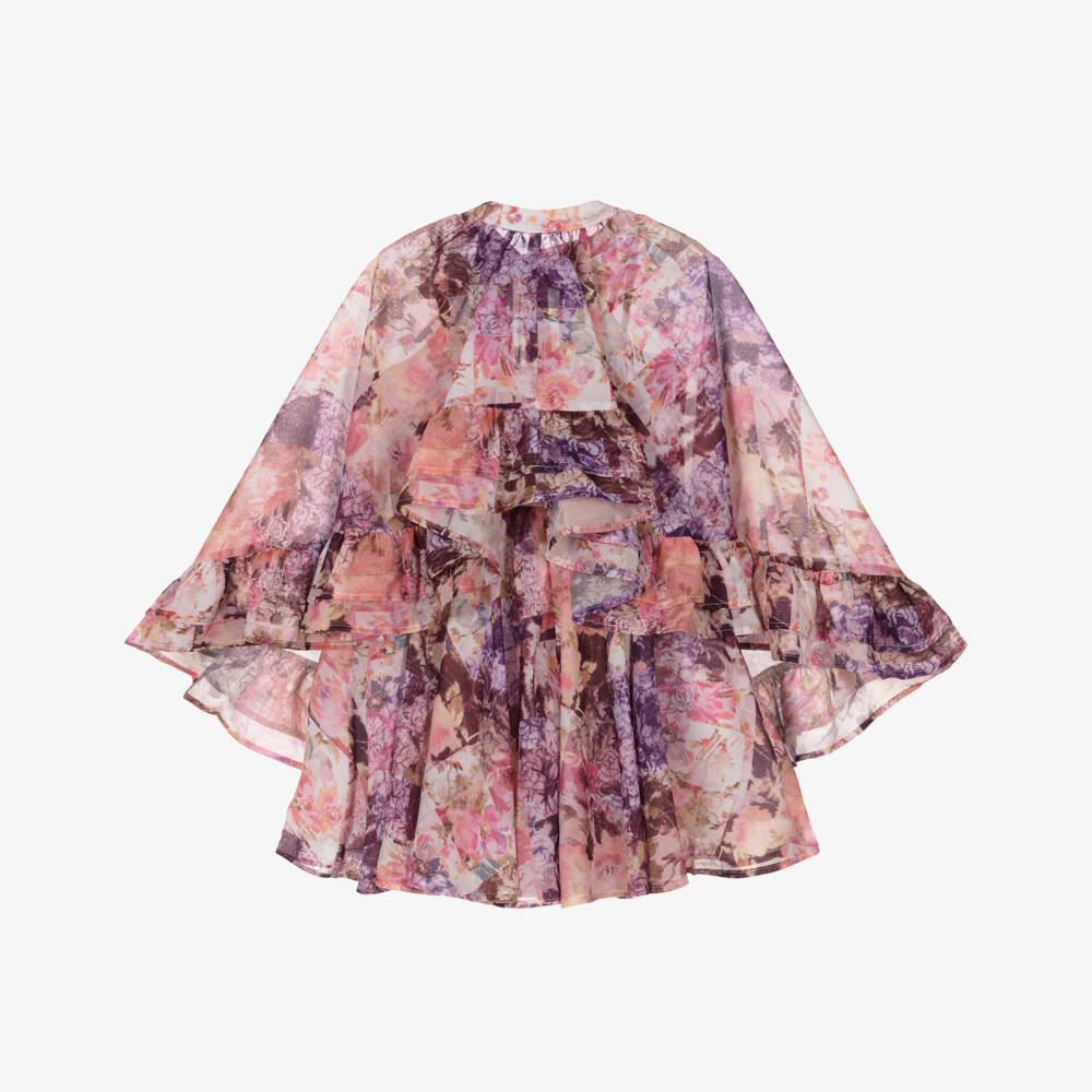 Marlo Kids-Purple Floral Cape Dress | Childrensalon Outlet