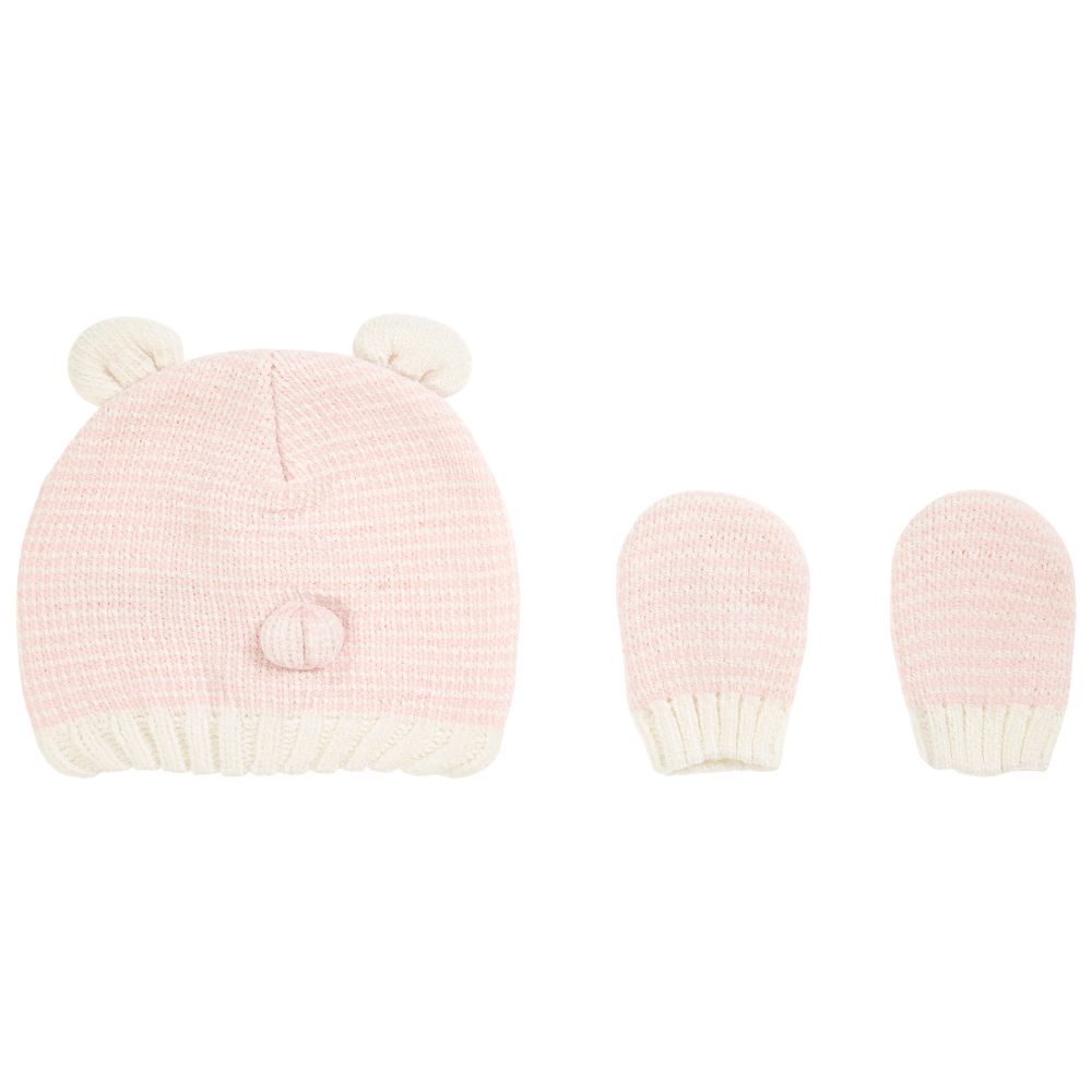 Mayoral Newborn - طقم قبعة وقفّازات لون زهري للمولودات | Childrensalon