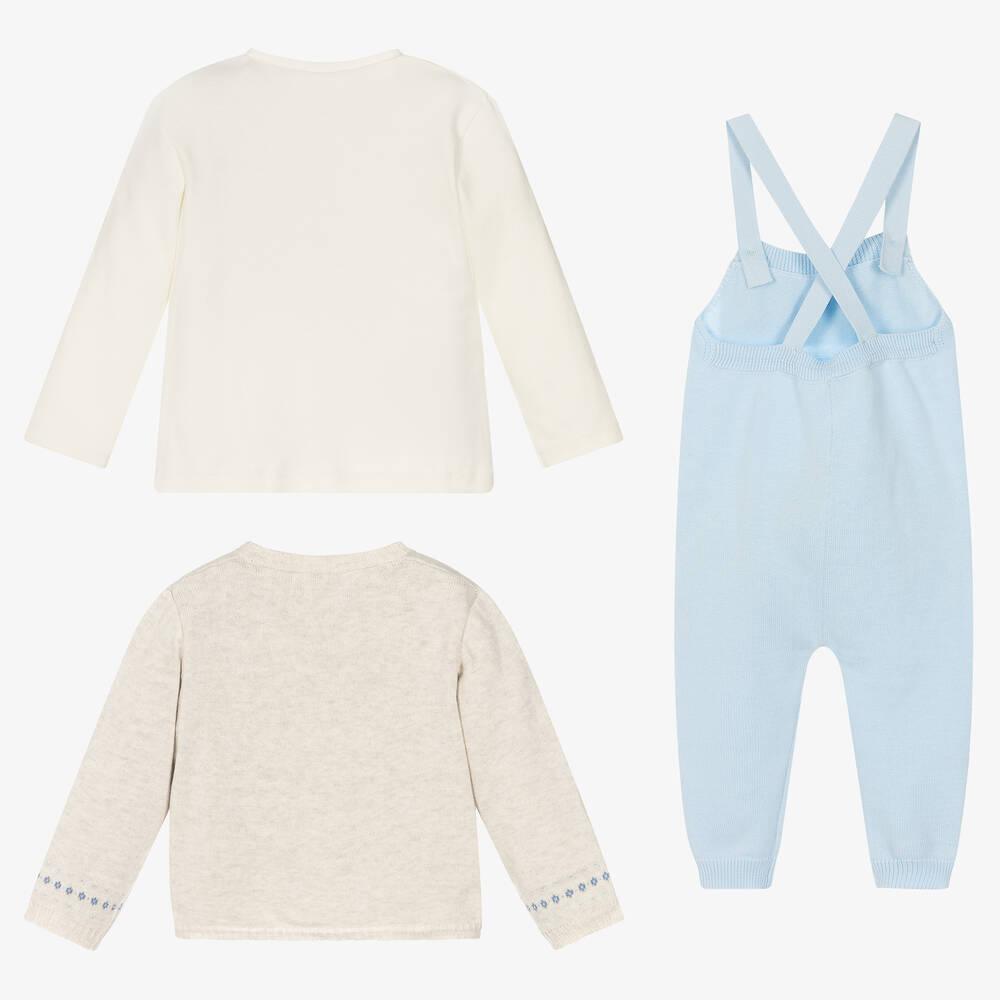 Mayoral Newborn-3 Piece Baby Dungaree Set | Childrensalon Outlet