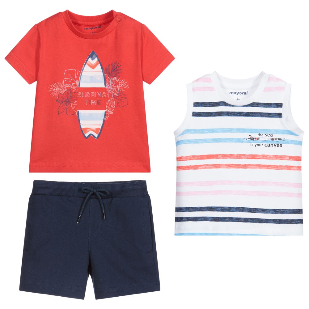 Mayoral - 3 Piece Top & Shorts Set | Childrensalon