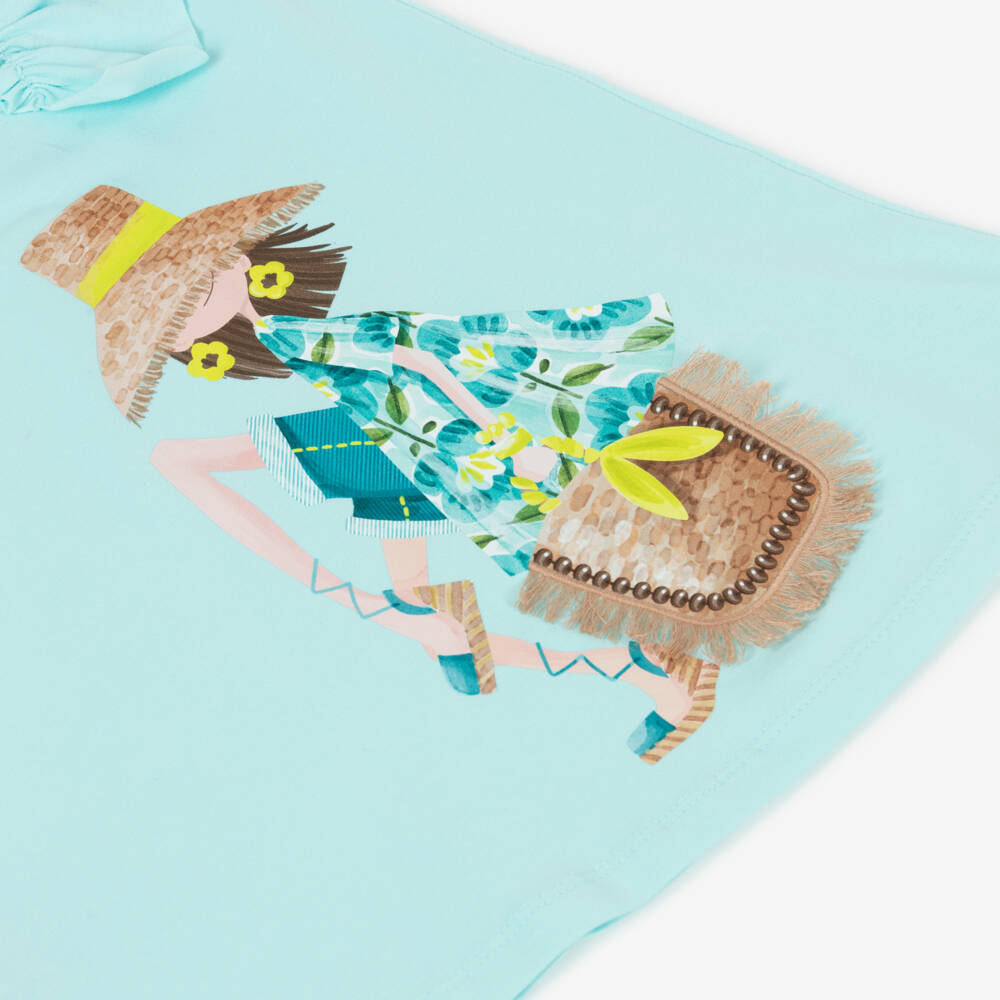 Mayoral-Aqua Blue Graphic Dress | Childrensalon Outlet