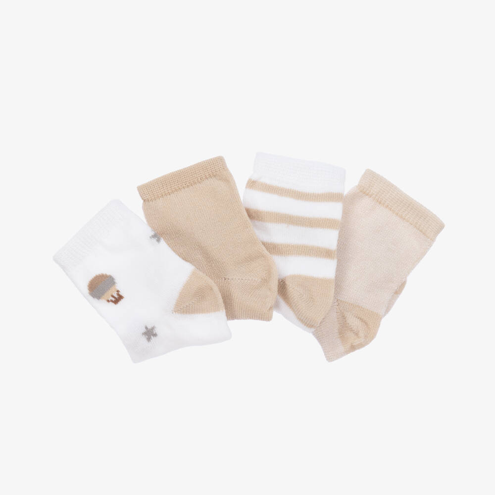 Mayoral Newborn-Baby Beige Cotton Socks (4 Pack) | Childrensalon Outlet