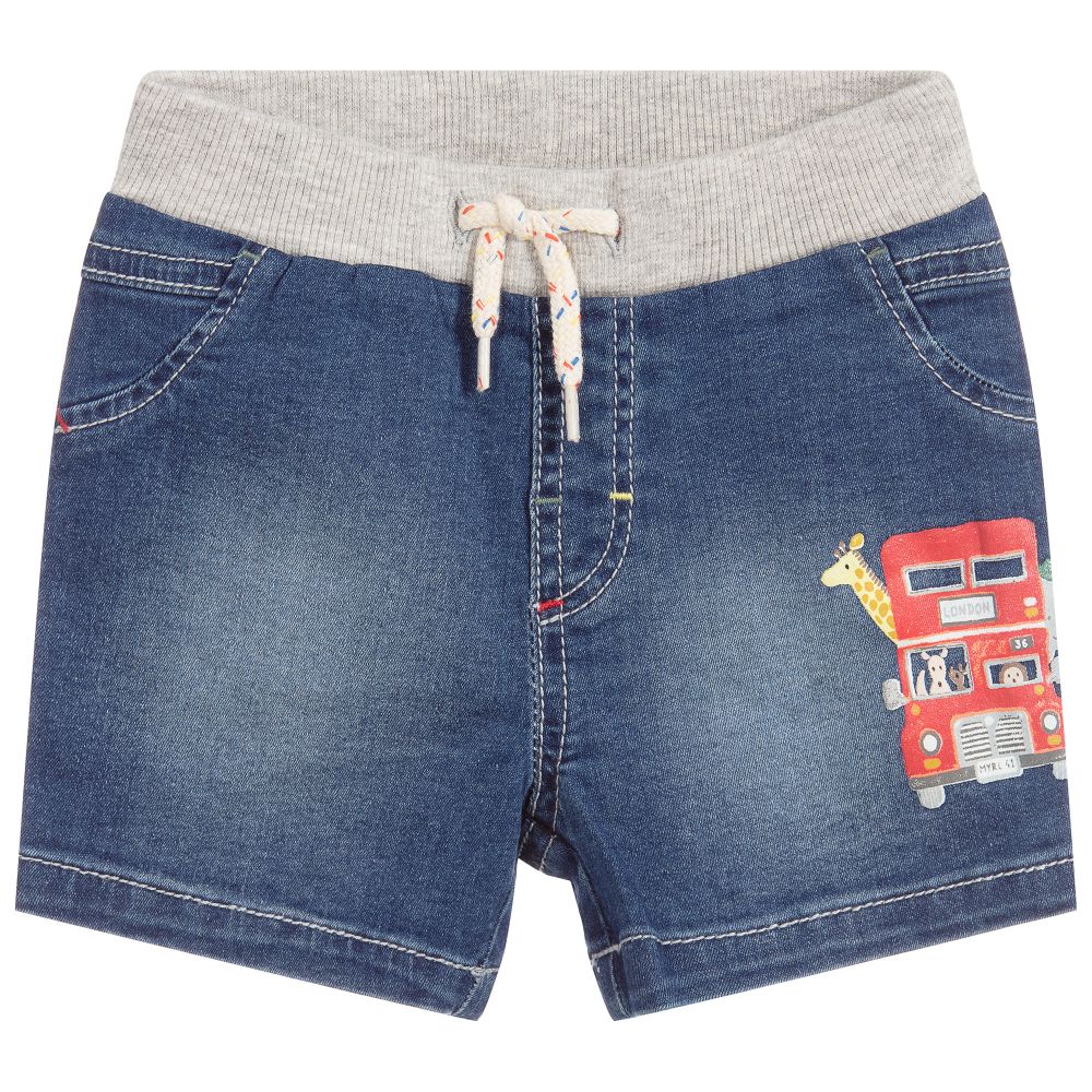 Mayoral Newborn - Baby Blue Denim Shorts | Childrensalon