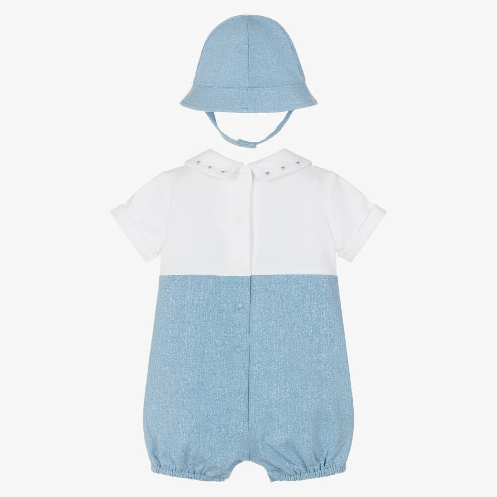 Mayoral Newborn-Baby Blue Jersey Shortie Ensemble | Childrensalon Outlet