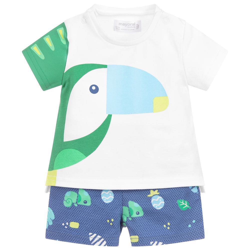 Mayoral Для новорожденных-Baby Blue & White Shorts Set | Childrensalon Outlet