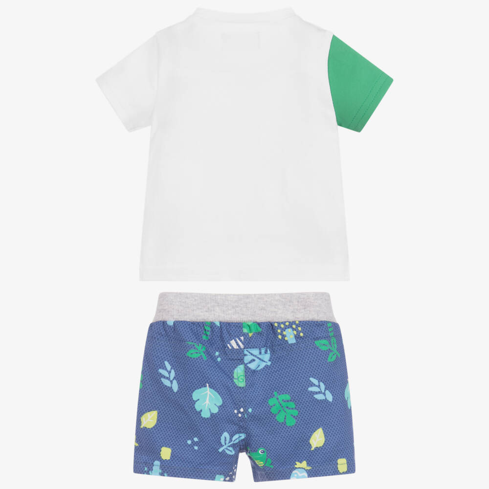 Mayoral Newborn-شورت وتوب قطن لون أزرق وأبيض للأطفال | Childrensalon Outlet