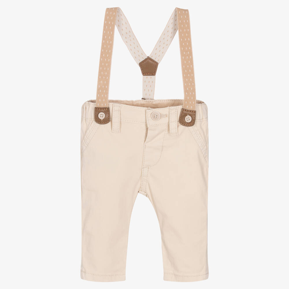 Mayoral - Baby Boys Beige Cotton Chino Trousers | Childrensalon