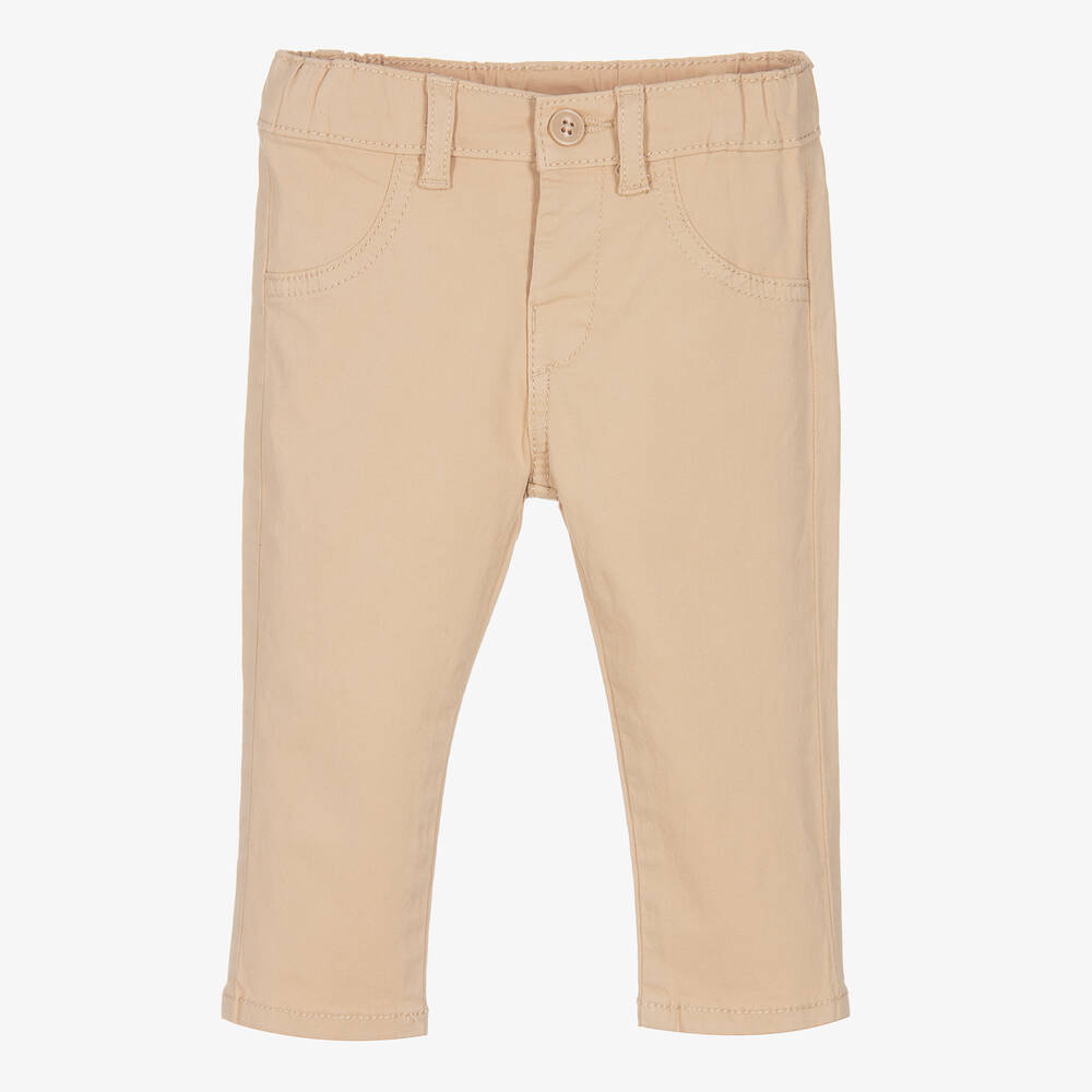 Mayoral-Baby Boys Beige Cotton Trousers | Childrensalon Outlet
