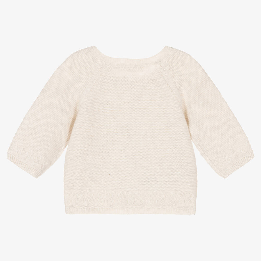 Mayoral-Baby Boys Beige Cotton & Wool Knit Cardigan | Childrensalon Outlet