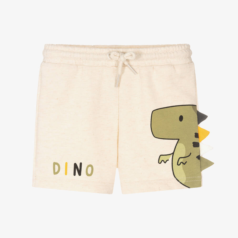Mayoral - Baby Boys Beige Dinosaur Cotton Shorts | Childrensalon