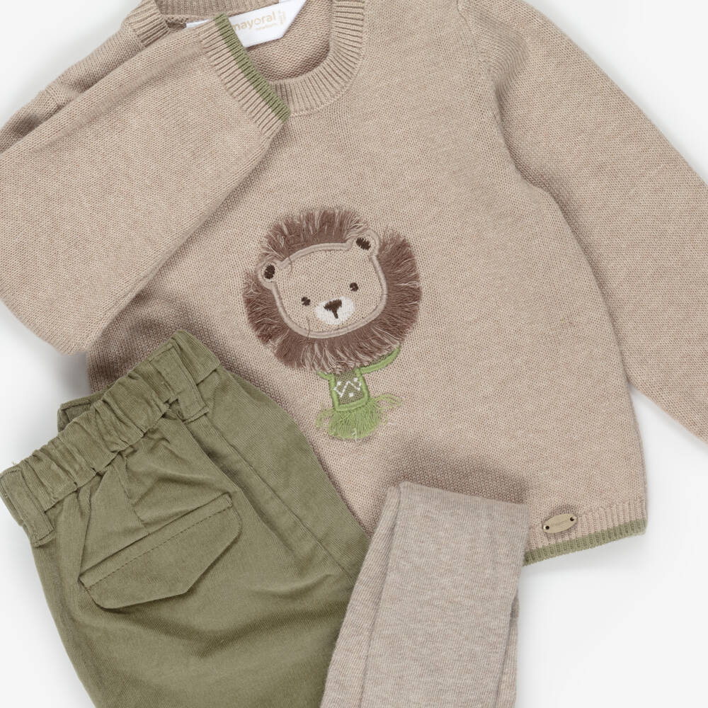Mayoral Newborn-Baby Boys Beige & Green Corduory Shorts Set | Childrensalon Outlet