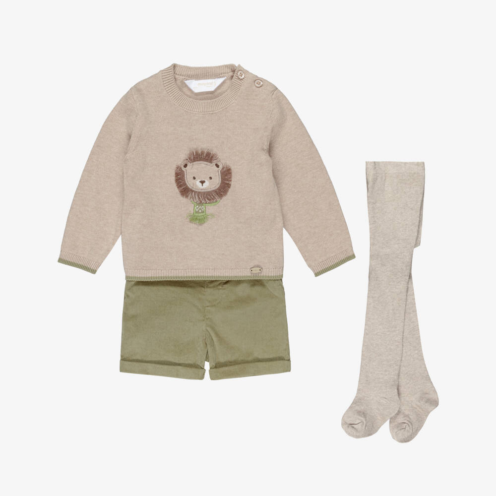 Mayoral Newborn-Baby Boys Beige & Green Corduory Shorts Set | Childrensalon Outlet