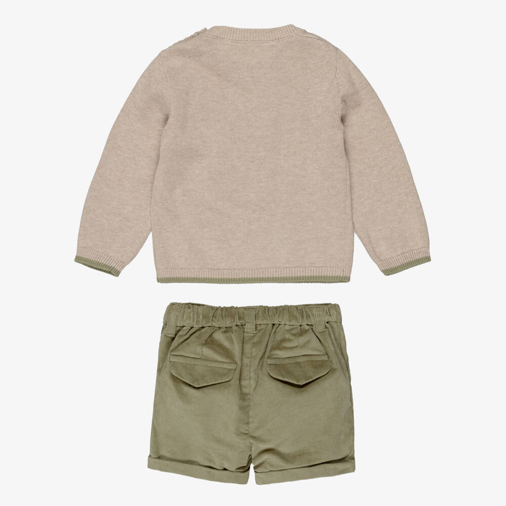 Mayoral Newborn-Baby Boys Beige & Green Corduory Shorts Set | Childrensalon Outlet