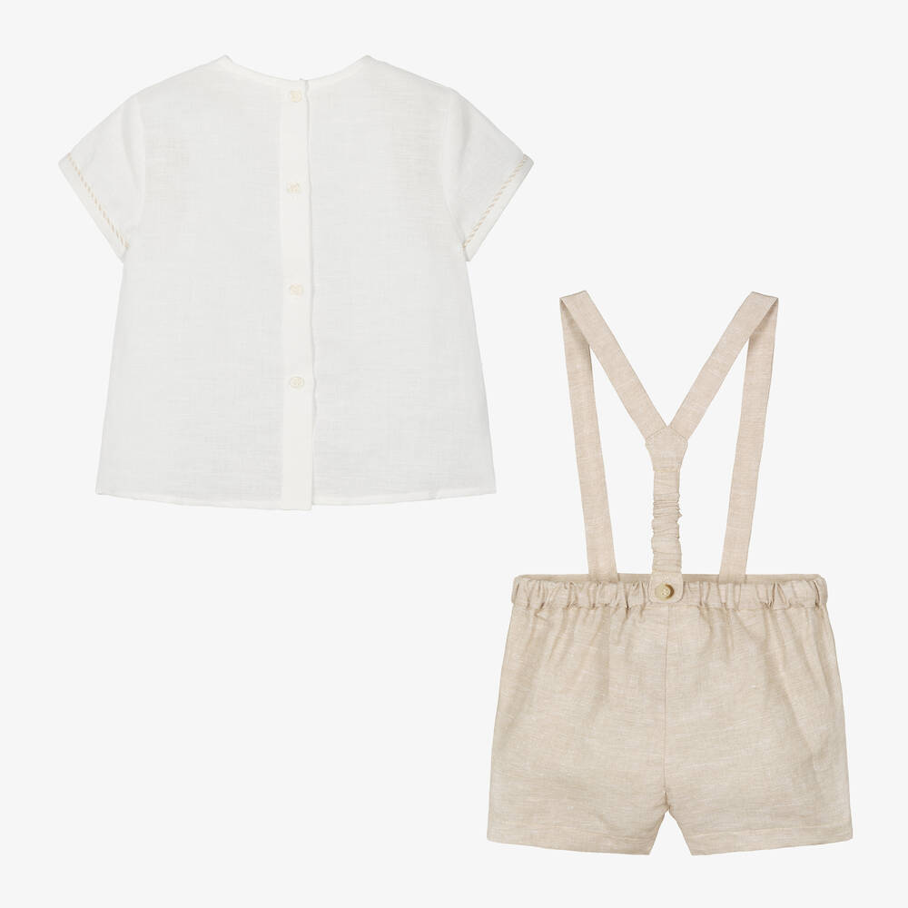 Mayoral Newborn-Baby Boys Beige Linen & Cotton Shorts Set | Childrensalon Outlet