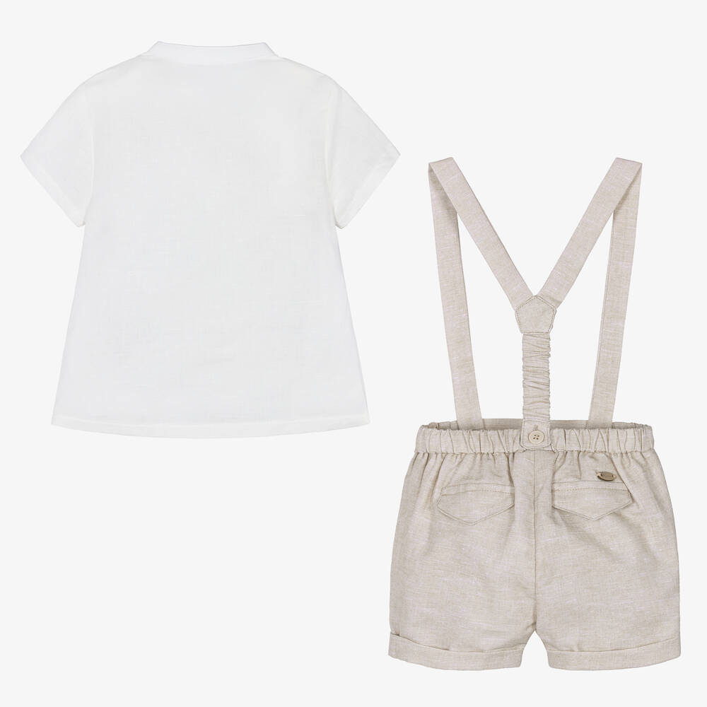 Mayoral Baby Boys Beige Linen Shorts Set Childrensalon Outlet