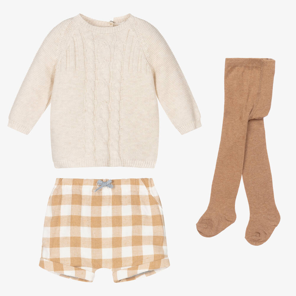 Mayoral Для новорожденных-Комплект с бежевыми шортами для малышей | Childrensalon Outlet