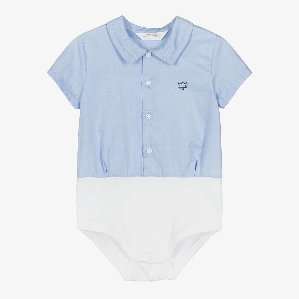 Mayoral Newborn-Baby Boys Blue Cotton Bodysuit | Childrensalon Outlet