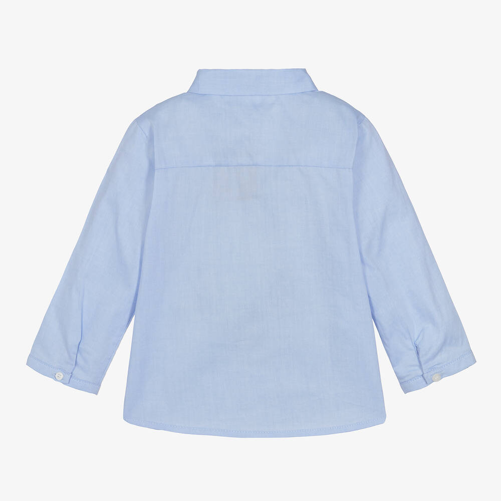 Mayoral-Baby Boys Blue Cotton Bow-Tie Shirt | Childrensalon Outlet