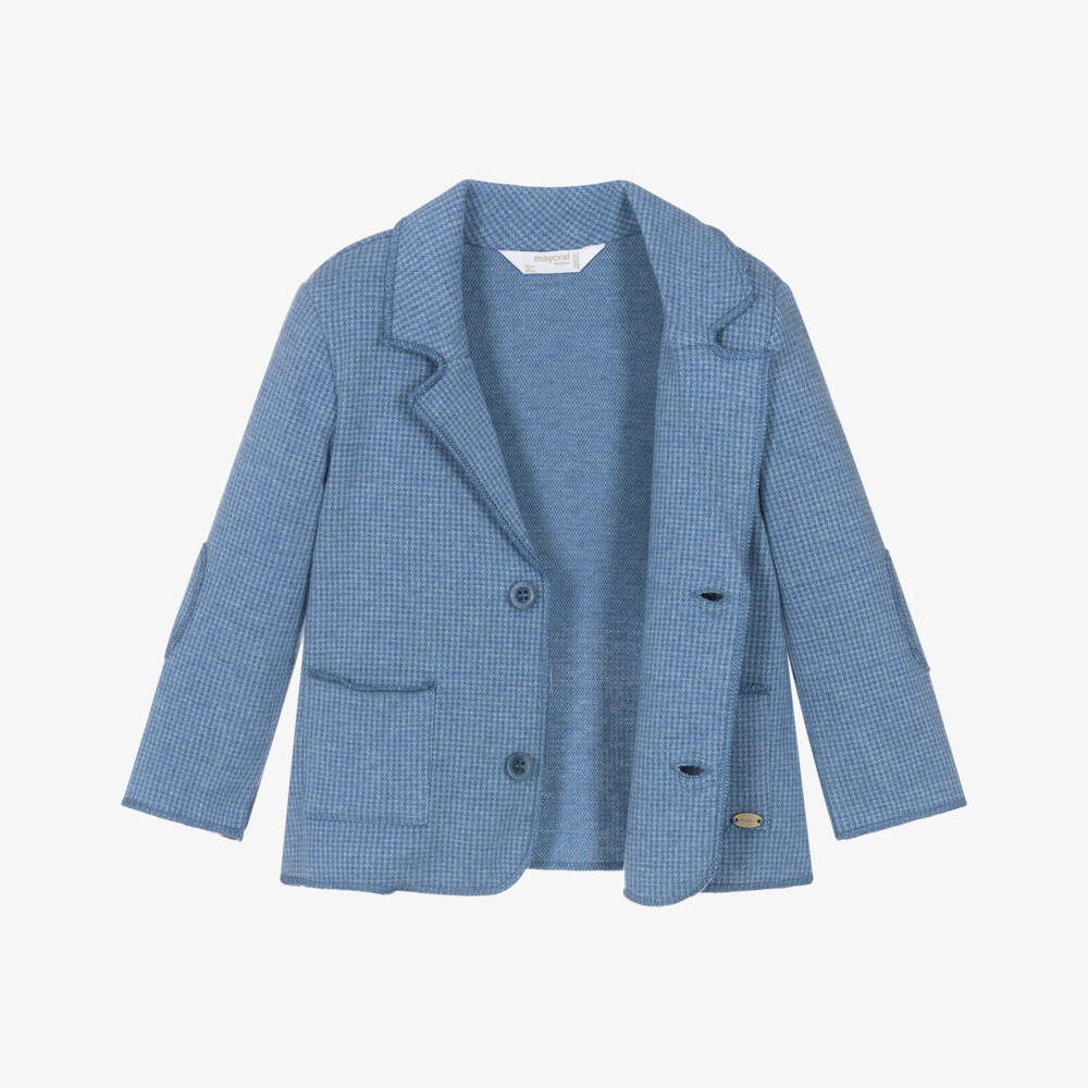 Mayoral Newborn-Baby Boys Blue Cotton Jersey Houndstooth Blazer | Childrensalon Outlet