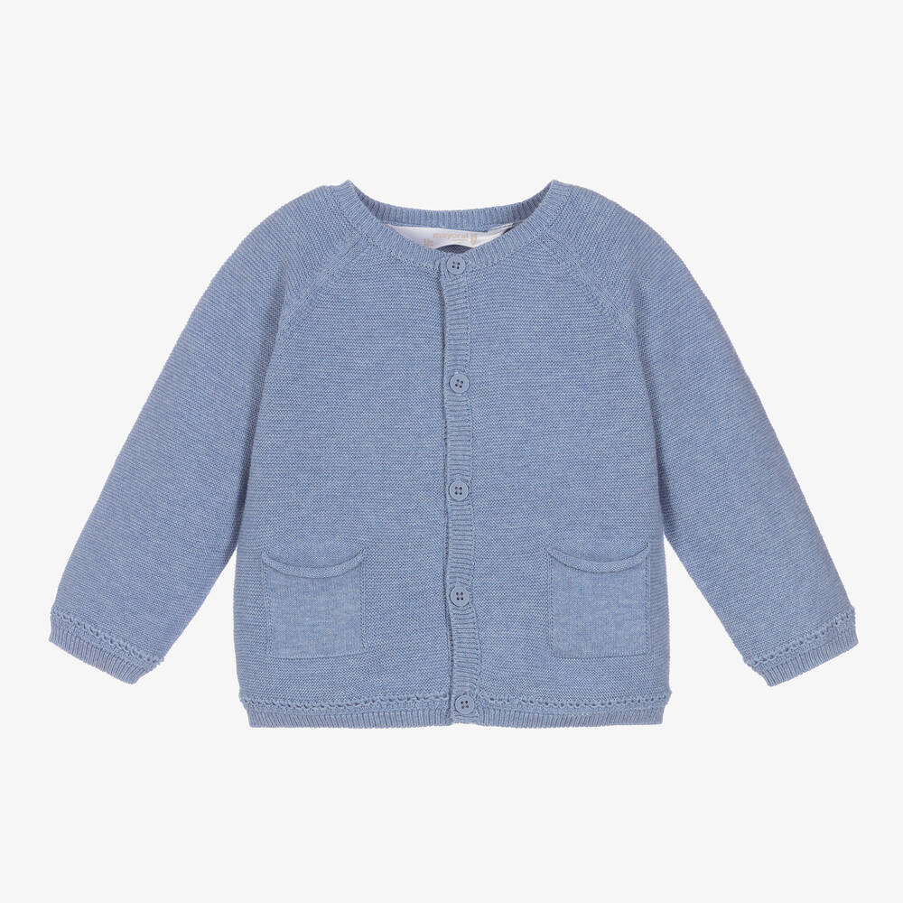 Mayoral - Baby Boys Blue Cotton Knit Cardigan | Childrensalon