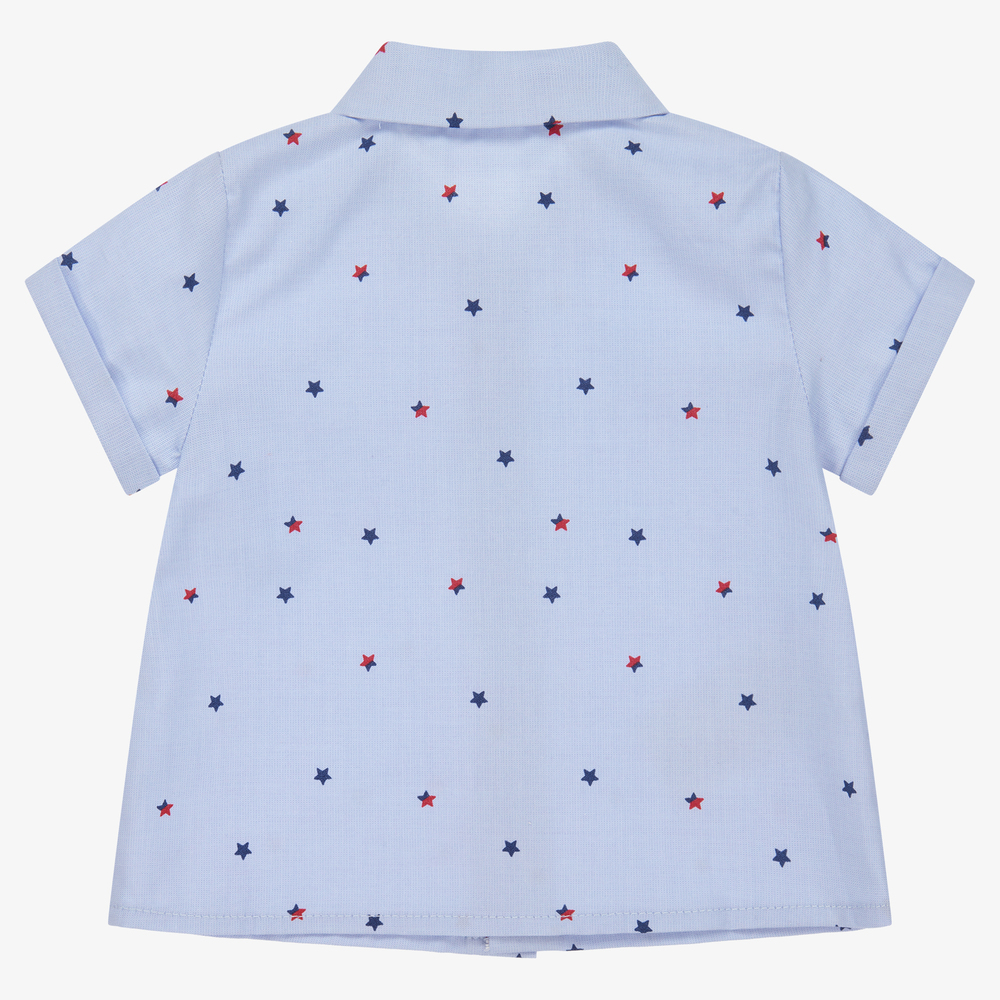 مايورال Newborn-قميص قطن بوبلين لون أزرق للمواليد | Childrensalon Outlet