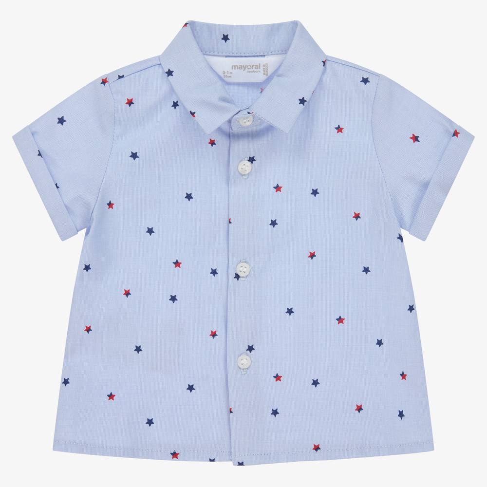 Mayoral Newborn - Chemise bleue en coton Bébé garçon | Childrensalon