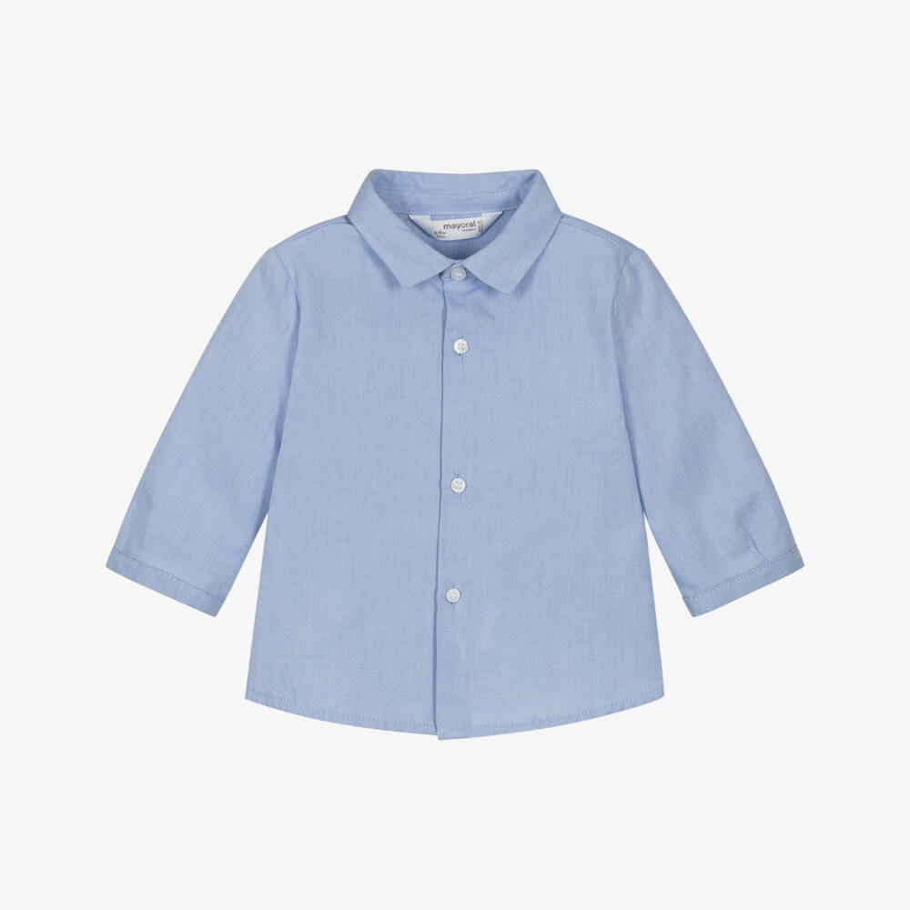Mayoral Для новорожденных-Baby Boys Blue Cotton Shirt & Bow Tie | Childrensalon Outlet