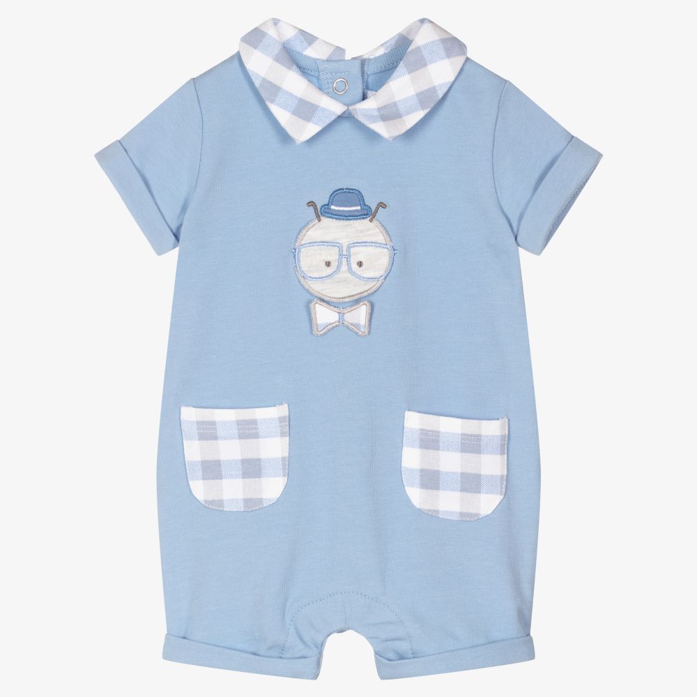Mayoral Newborn - Baby Boys Blue Cotton Shortie | Childrensalon