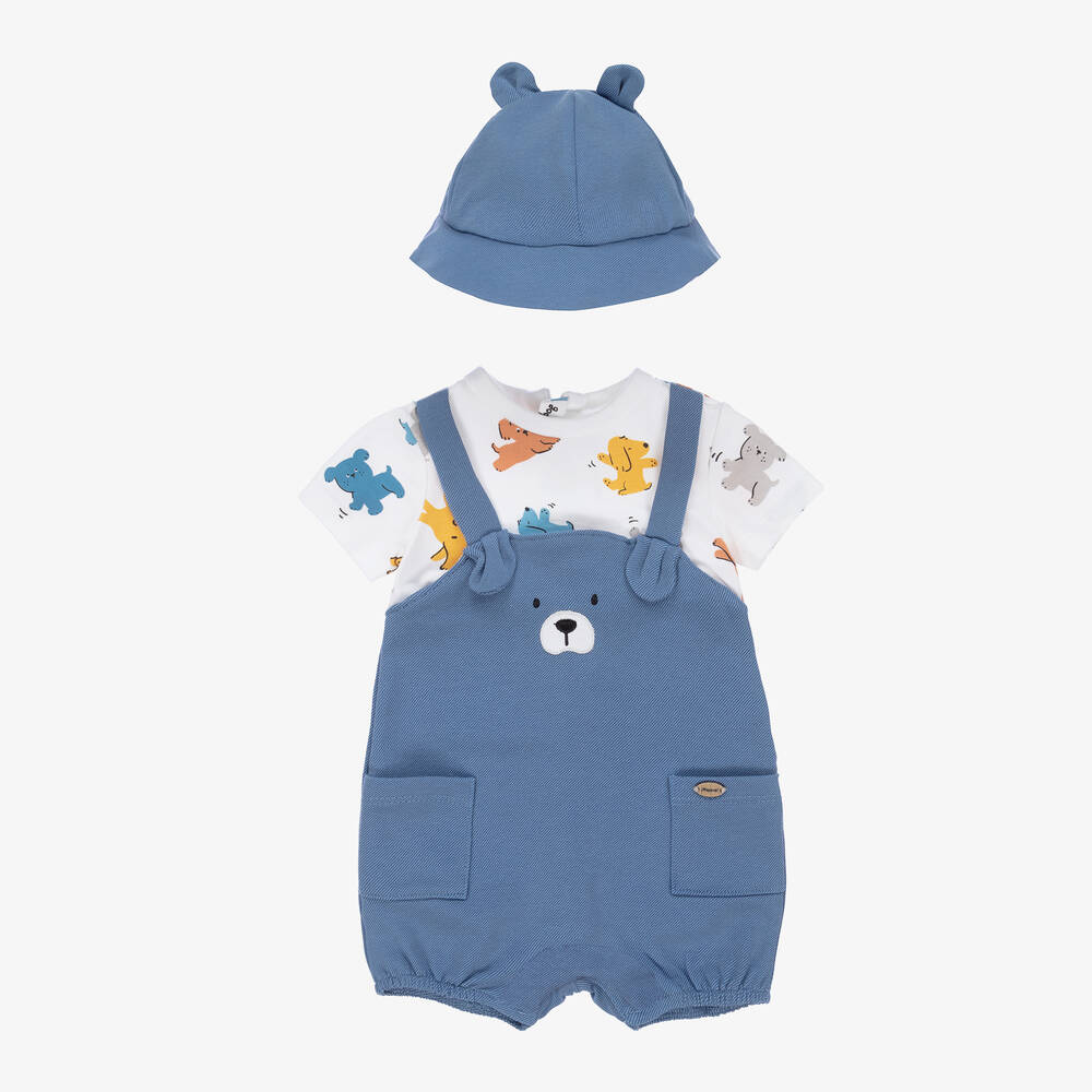 Mayoral - Baby Boys Blue Cotton Shortie Set | Childrensalon