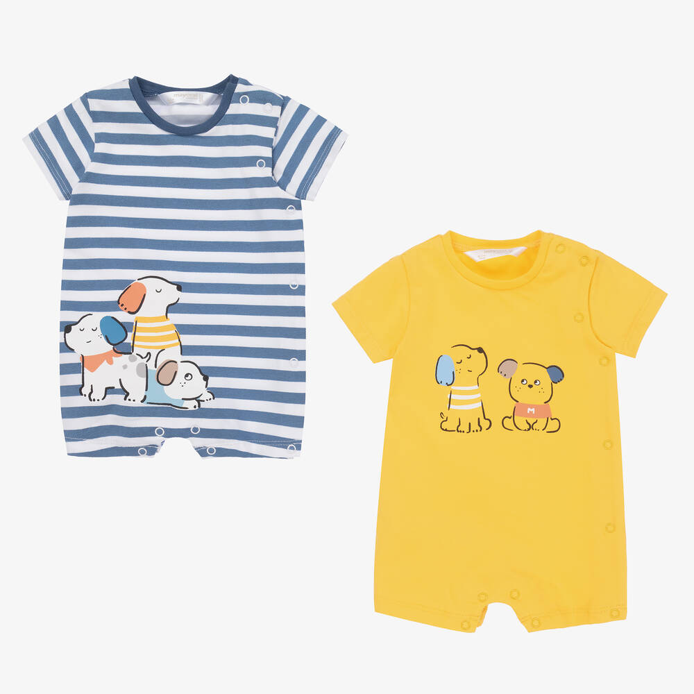 Mayoral - Baby Boys Blue Cotton Shorties (2 Pack) | Childrensalon
