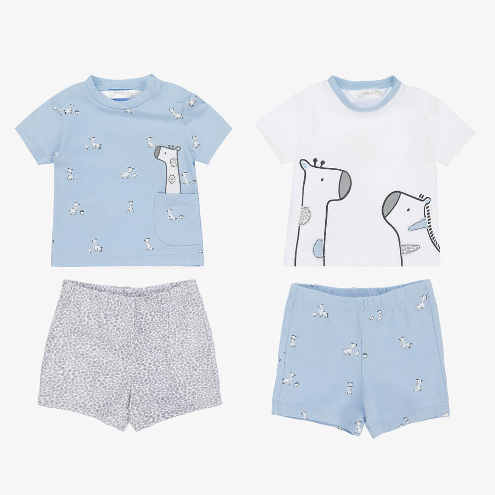 Mayoral-Baby Boys Blue Cotton Shorts Set (2 Pack) | Childrensalon Outlet