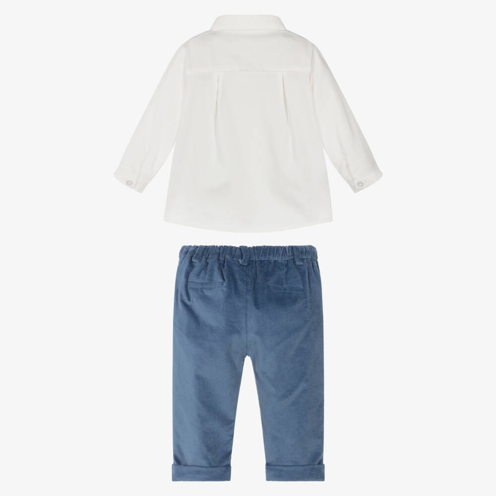 Mayoral Для новорожденных-Baby Boys Blue Cotton Waistcoat Suit | Childrensalon Outlet