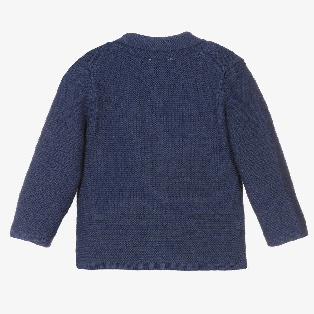 Mayoral-Baby Boys Blue Cotton & Wool Knit Cardigan | Childrensalon Outlet